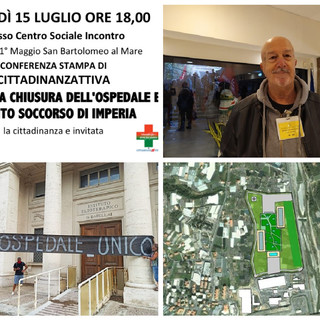 Ospedale unico, giovedì a San Bartolomeo Cittadinanza Attiva presenta i suoi studi sul futuro della sanità in provincia di Imperia Ospedale unico, giovedì a San Bartolomeo Cittadinanza Attiva presenta i suoi studi sul futuro della sanità in provincia di Imperia