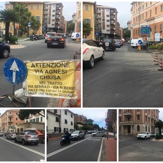 Imperia: asfalti in via Agnesi, lunghe code e lamentele tra gli automobilisti (foto e video)