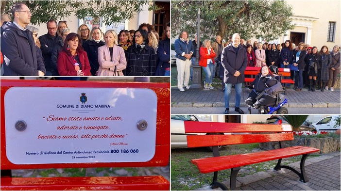 Diano Marina, inaugurata una panchina rossa simbolo della lotta alla violenza di genere (foto e video) Diano Marina, inaugurata una panchina rossa simbolo della lotta alla violenza di genere (foto e video)