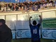 Costantini esulta sotto il settore ospiti del Comunale, il derby e nerazzurro (Foto Flammia)