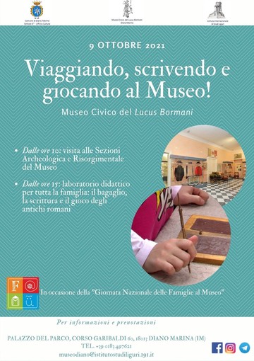 Diano Marina, sabato il 'Lucus Bormani' aderisce alla "Giornata Nazionale delle Famiglie al Museo"