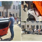 A Imperia simulato un naufragio in piazza Roma