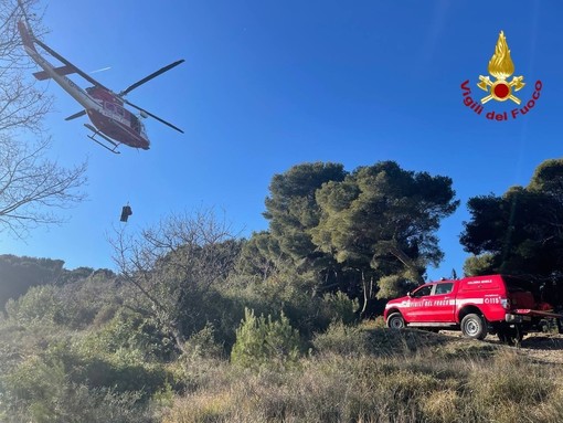 Pontedassio, bosco in fiamme: arriva l'elicottero per spegnere il rogo Pontedassio, bosco in fiamme: arriva l'elicottero per spegnere il rogo