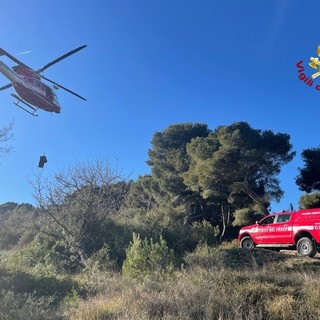 Pontedassio, bosco in fiamme: arriva l'elicottero per spegnere il rogo