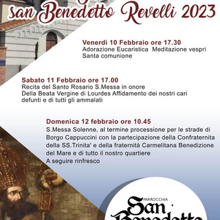 Imperia: questo fine settimana festa di San Benedetto Revelli. Il programma