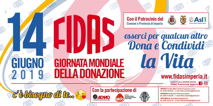 Nella Giornata Mondiale del Donatore, gli appuntamenti di FIDAS, ADMO e AIDO in provincia Nella Giornata Mondiale del Donatore, gli appuntamenti di FIDAS, ADMO e AIDO in provincia