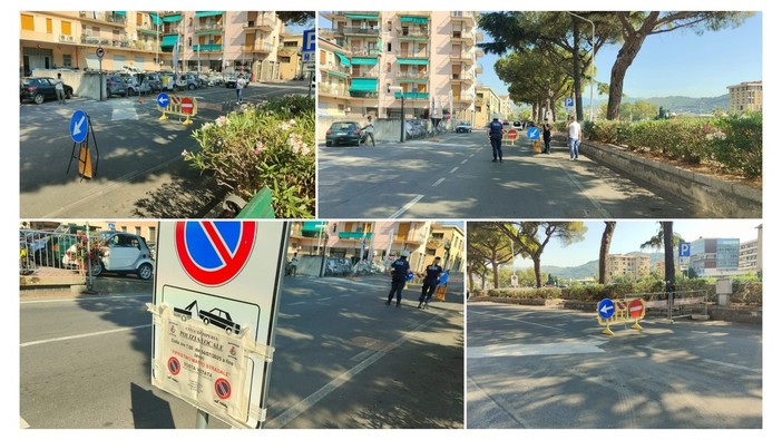 FOTONOTIZIA. Cambia la viabilità in via Delbecchi a Imperia, traffico bloccato