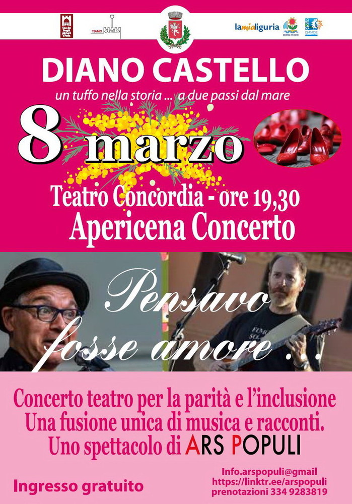 Festa della donna a Diano Castello con apericena e concerto della band Ars Populi Festa della donna a Diano Castello con apericena e concerto della band Ars Populi