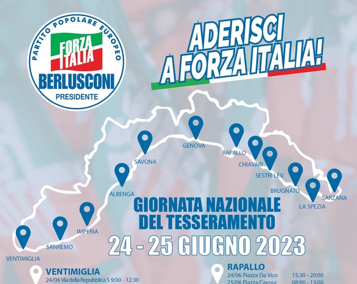 Giornate nazionali del tesseramento, gazebo di Forza Italia in tutta la provincia