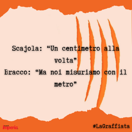 LA GRAFFIATA. Scajola: "Un centimetro alla volta". Bracco: "Ma noi misuriamo con il metro" LA GRAFFIATA. Scajola: "Un centimetro alla volta". Bracco: "Ma noi misuriamo con il metro"