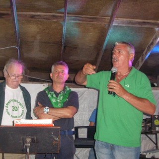 Giacomo Chiappori in un comizio in camicia verde