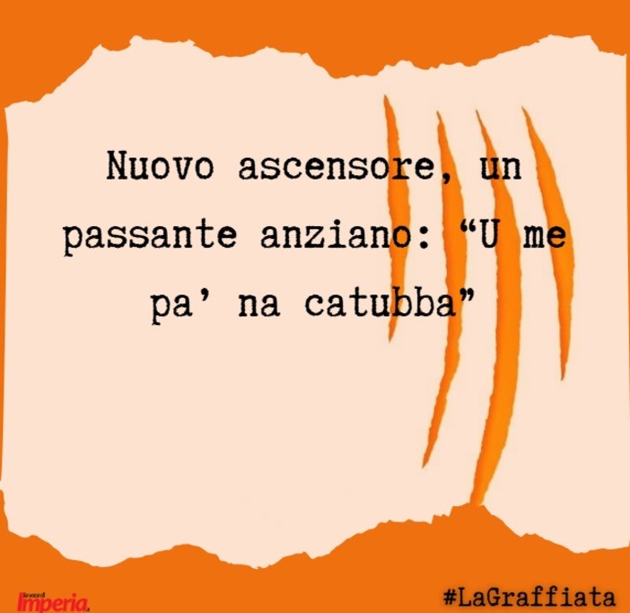 LA GRAFFIATA. Nuovo ascensore, un passante anziano: &quot;U me pa' na catubba&quot;