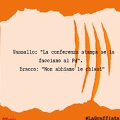 LA GRAFFIATA.  Vassallo: &quot;La conferenza stampa se la facciano al Pd&quot;. Bracco: &quot;Non abbiamo le chiavi&quot;