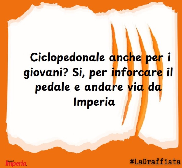 LA GRAFFIATA. Ciclopedonale anche per i giovani? Si per inforcare il pedale e andare via da Imperia
