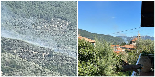 Borgomaro, vasto incendio boschivo: in azione anche l'elicottero Borgomaro, vasto incendio boschivo: in azione anche l'elicottero