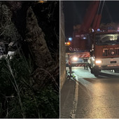 Imperia, taxi finisce fuori strada e si ribalta in Bastera: due feriti (Video)