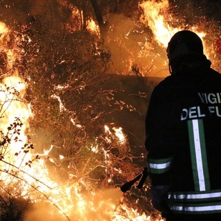 Doppio incendio di sterpaglie in serata nella zona di Cesio e tra Castellaro e Pompeiana