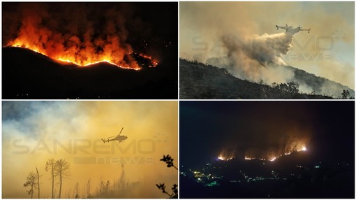 Incendi a Sanremo, Ceriana e Taggia: evacuate famiglie nella notte, tornano canadair ed elicotteri