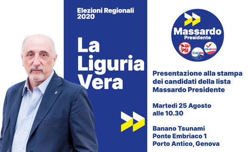 Elezioni regionali: martedì prossimo a Genova, presentazione dei 30 candidati della lista Massardo Presidente