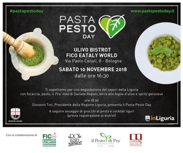 La Liguria a tutto Pesto: sabato 10 a ‘FICO Eataly World’ con il presidente Toti La Liguria a tutto Pesto: sabato 10 a ‘FICO Eataly World’ con il presidente Toti