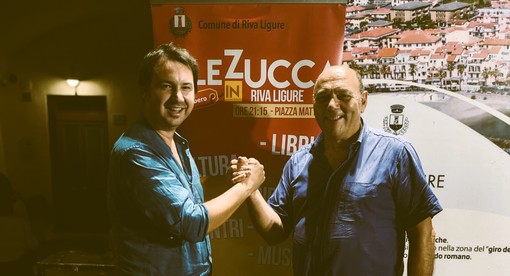 Francesco Benza, vicesindaco di Riva Ligure e Claudio Porchia, direttore artistico rassegna Sale in Zucca Francesco Benza, vicesindaco di Riva Ligure e Claudio Porchia, direttore artistico rassegna Sale in Zucca