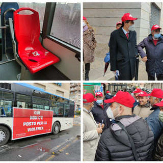 Imperia, un sedile rosso sul bus: anche Rt dice no alla violenza sulle donne (foto)