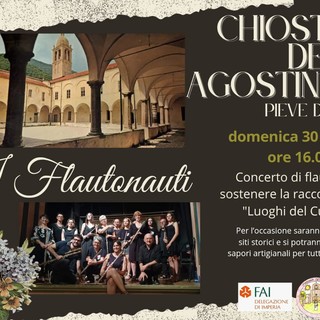 Pieve di Teco: al  Chiostro degli Agostiniani concerto di flauti per sostenere la  raccolta firme Fai “I luoghi cuore”
