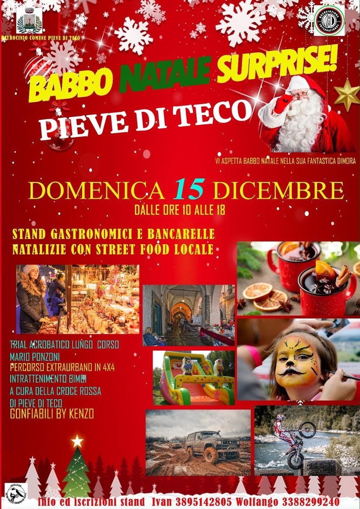 Pieve di Teco, domenica “Babbo Natale Surprise”: tanti eventi per grandi e piccini