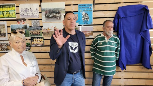 Il presidente Ardoino il giorno della commemorazione dei 50 anni di rugby a Imperia (foto Flammia)