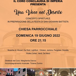 Pieve di Teco, domani sera 'Una voce nel deserto': concerto spirituale del ‘coro ConClaudia’