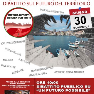 Domani l'incontro organizzato da Imperia di Tutti Imperia per Tutti sul futuro del territorio