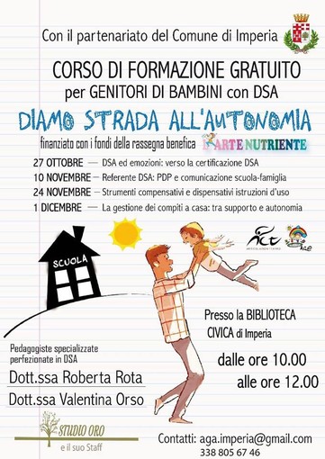 Imperia: grazie ai proventi degli spettacoli de 'L'Arte Nutriente', l'associazione Genitori Attivi organizza 4 corsi gratuiti per genitori con figli affetti da DSA