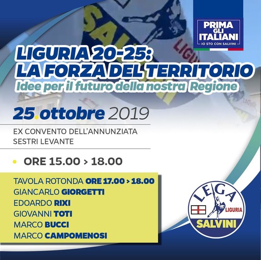 Regionali, “Liguria 20-25 la forza del territorio”: venerdì a Sestri Levante il primo Workshop con 250 stakeholders e amministratori locali