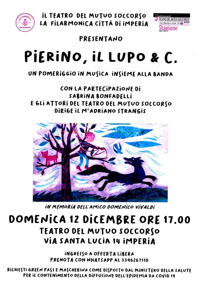 La Filarmica di Imperia e il teatro del Mutuo Soccorso domenica insieme con lo spettacolo 'Pierino e il lupo' La Filarmica di Imperia e il teatro del Mutuo Soccorso domenica insieme con lo spettacolo 'Pierino e il lupo'