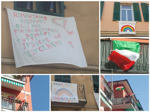 Imperia: manifesti e bandiere tricolore dai balconi, ecco la città che reagisce all'emergenza Coronavirus (foto)