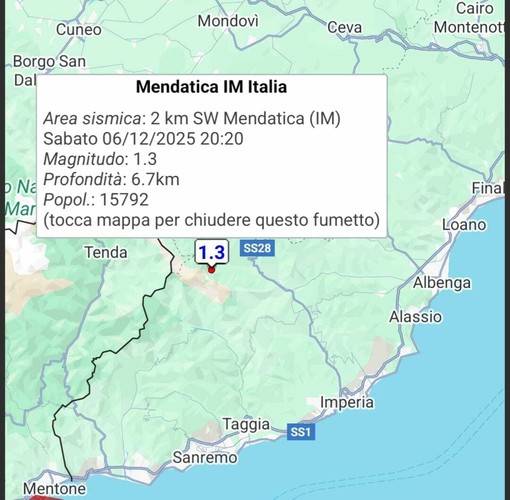 Terremoto di lieve entità nelle Alpi Liguri, scossa di magnitudo 1.3 registrata nei pressi di Mendatica Terremoto di lieve entità nelle Alpi Liguri, scossa di magnitudo 1.3 registrata nei pressi di Mendatica