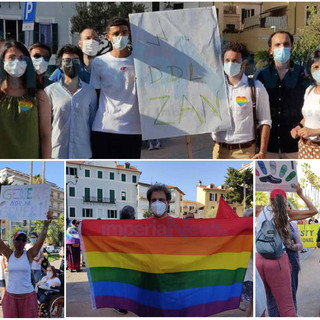 Imperia: manifestazione a sostegno del Ddl Zan, a chi critica &quot;Perchè volete la libertà di odiare i nostri figli&quot; (foto e video)