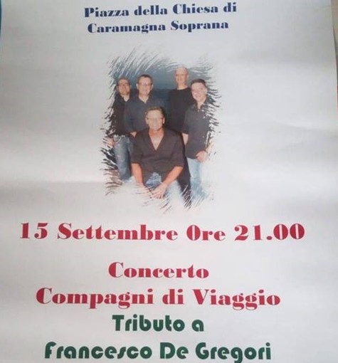 Imperia: sabato a Caramagna Soprana il concerto della cover band di De Gregori &quot;Compagni di viaggio&quot;. Il ricavato per riparazioni nella chiesa
