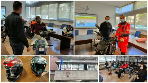 Imperia, educazione stradale nelle scuole: gli allievi del ‘Ruffini’ a lezione con i volontari della Bianca e della Federazione motociclistica (foto e video) Imperia, educazione stradale nelle scuole: gli allievi del ‘Ruffini’ a lezione con i volontari della Bianca e della Federazione motociclistica (foto e video)