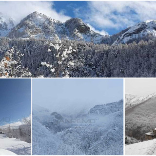 Nella gallery alcune foto della nevicata di queste ore a Verdeggia e Borniga, nel comune di Triora e a Carpasio, in valle Argentina ma anche a Bignone, San Romolo e Bajardo
