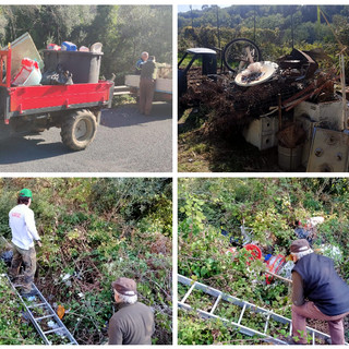 Discariche abusive a Prelà, volontari e Comune ripuliscono boschi e sentieri (foto)