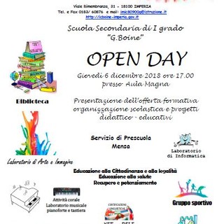 Imperia: giovedì 6 dicembre, 'Open Day' all'Istituto Comprensivo 'G. Boine' Imperia: giovedì 6 dicembre, 'Open Day' all'Istituto Comprensivo 'G. Boine'