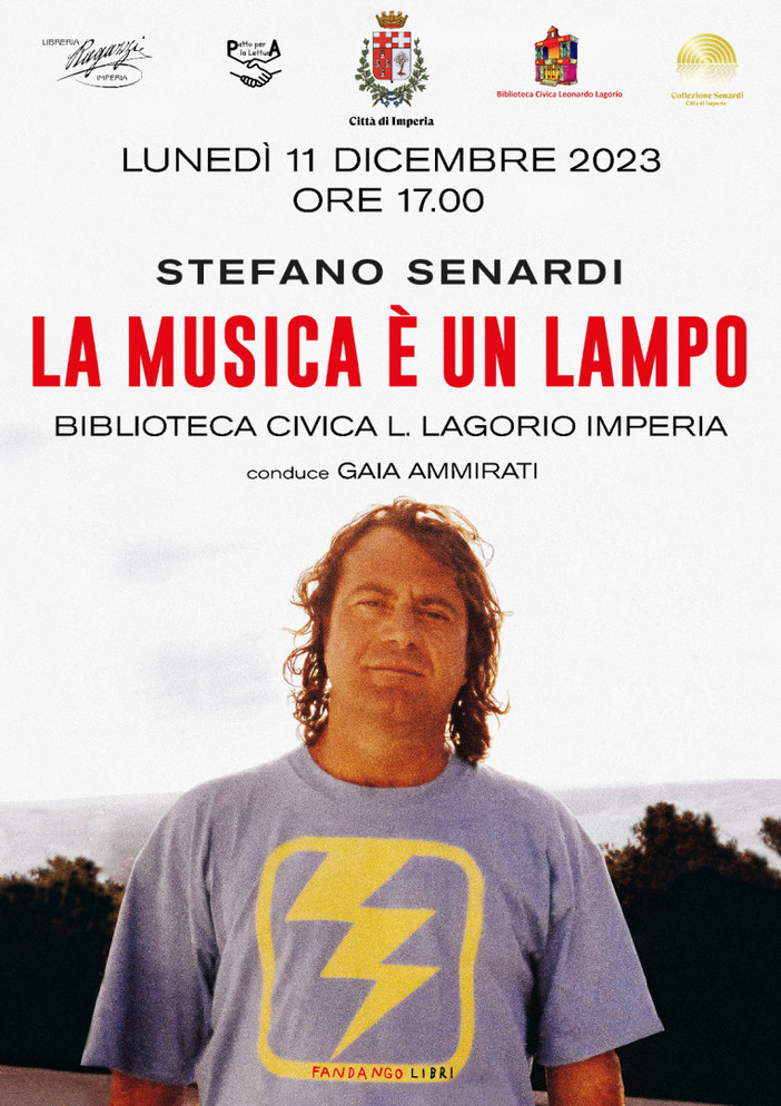 Imperia: presentazione di 'La musica è un lampo' di Stefano Senardi alla Biblioteca Lagorio