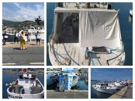 Le sirene di protesta dei pescherecci nei porti di Imperia e Sanremo contro la riduzione dell'attività di pesca (foto e video)