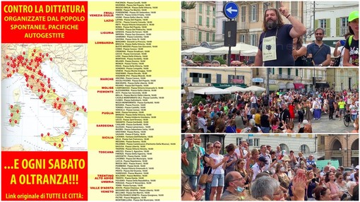 Sabato a Sanremo e Imperia nuova protesta 'Basta Dittatura' contro l'obbligo del green pass
