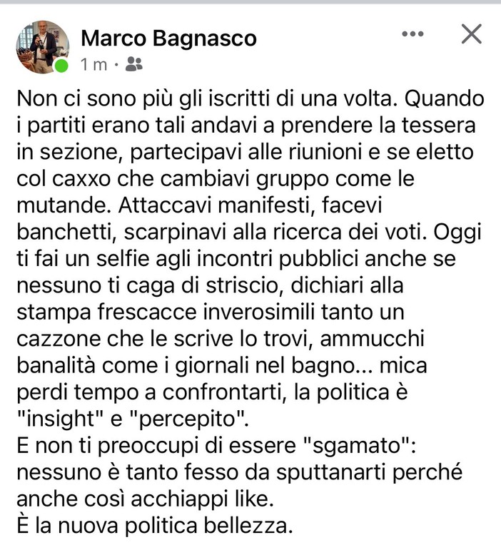 Imperia, Marco Bagnasco e il mistero del post scomparso