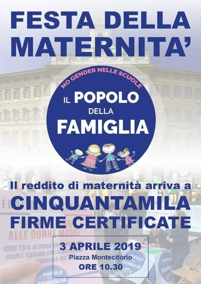 Il 'Popolo della Famiglia' di Imperia a Monteciorio per il reddito di maternità Il 'Popolo della Famiglia' di Imperia a Monteciorio per il reddito di maternità
