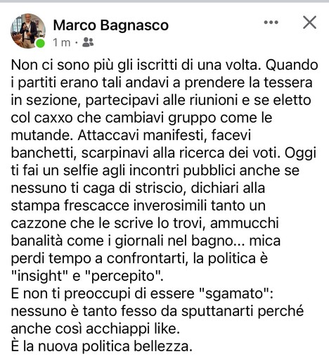 Imperia, Marco Bagnasco e il mistero del post scomparso