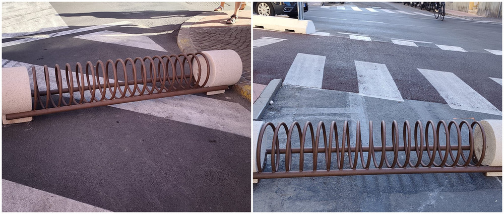 FOTONOTIZIA. Nuove rastrelliere per le biciclette in via Schiva sulla ciclabile a pettine