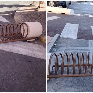FOTONOTIZIA. Nuove rastrelliere per le biciclette in via Schiva sulla ciclabile a pettine FOTONOTIZIA. Nuove rastrelliere per le biciclette in via Schiva sulla ciclabile a pettine